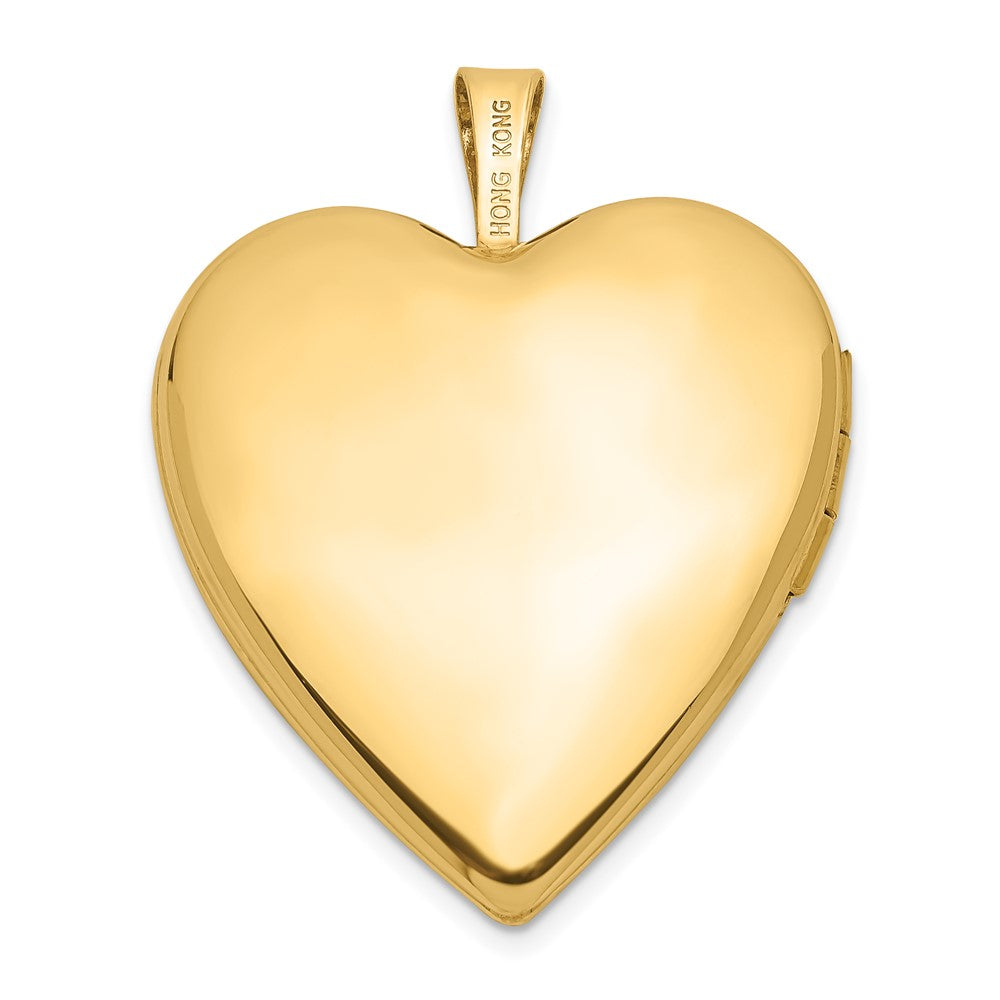 Alternate view of the 20mm Textured Swirl and Diamond Heart Locket in 14k Yellow Gold by The Black Bow Jewelry Co.