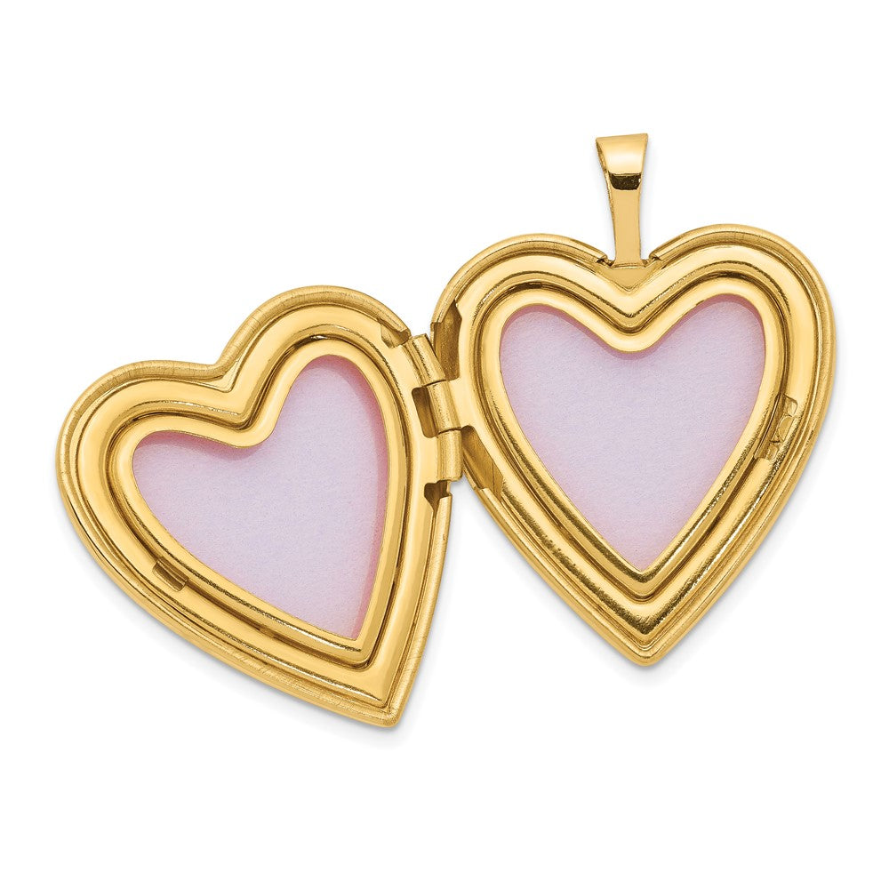 Alternate view of the 20mm Textured Swirl and Diamond Heart Locket in 14k Yellow Gold by The Black Bow Jewelry Co.