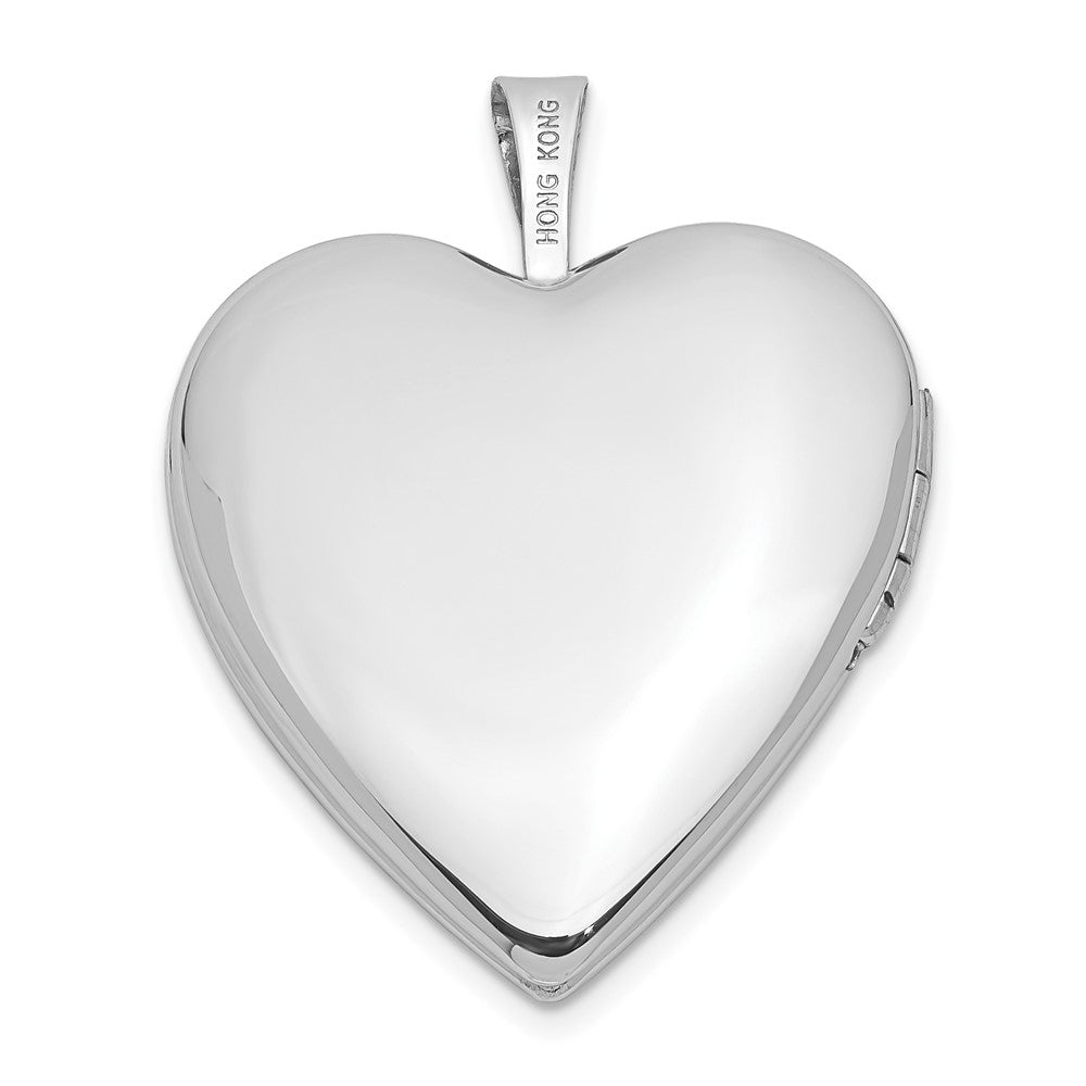 Alternate view of the 20mm Textured Swirl and Diamond Heart Locket in 14k White Gold by The Black Bow Jewelry Co.