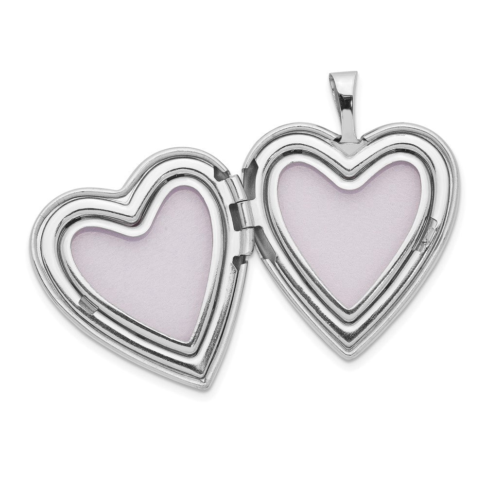 Alternate view of the 20mm Textured Swirl and Diamond Heart Locket in 14k White Gold by The Black Bow Jewelry Co.