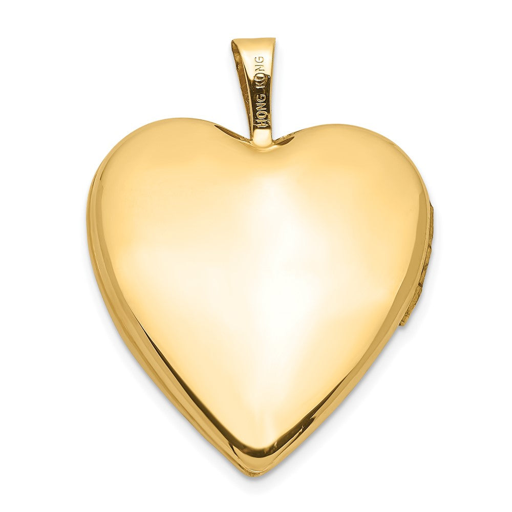 Alternate view of the 14k Yellow Gold 20mm Heart Locket with Flower Vine Border by The Black Bow Jewelry Co.