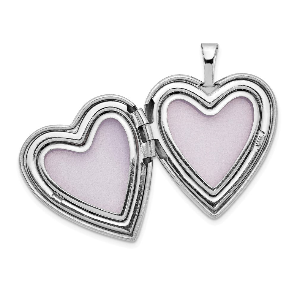 Alternate view of the 14k White Gold Heart with Flower Vine Border Locket, 20mm by The Black Bow Jewelry Co.