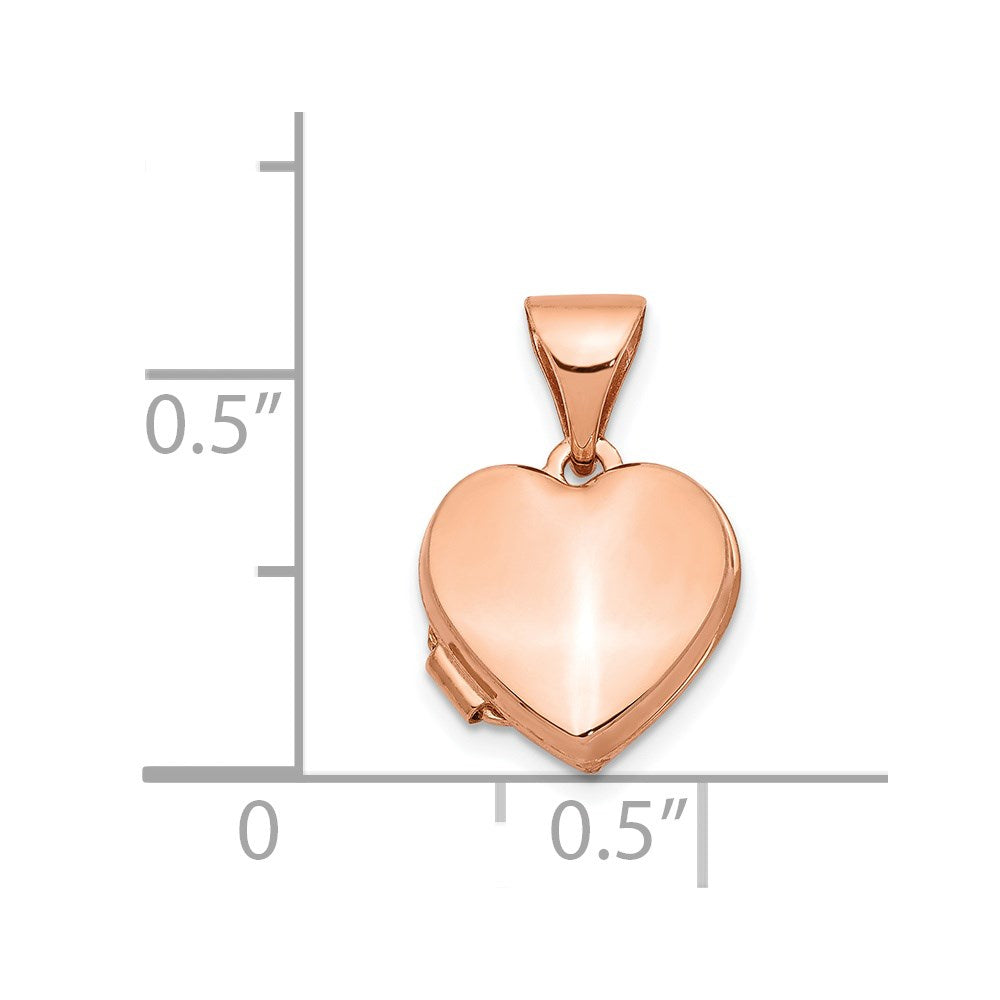 Alternate view of the 14k Rose Gold 10mm Polished Heart Shaped Locket by The Black Bow Jewelry Co.