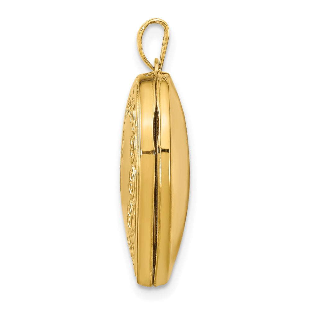 Alternate view of the 14k Yellow Gold 21mm Ornate Heart Locket by The Black Bow Jewelry Co.
