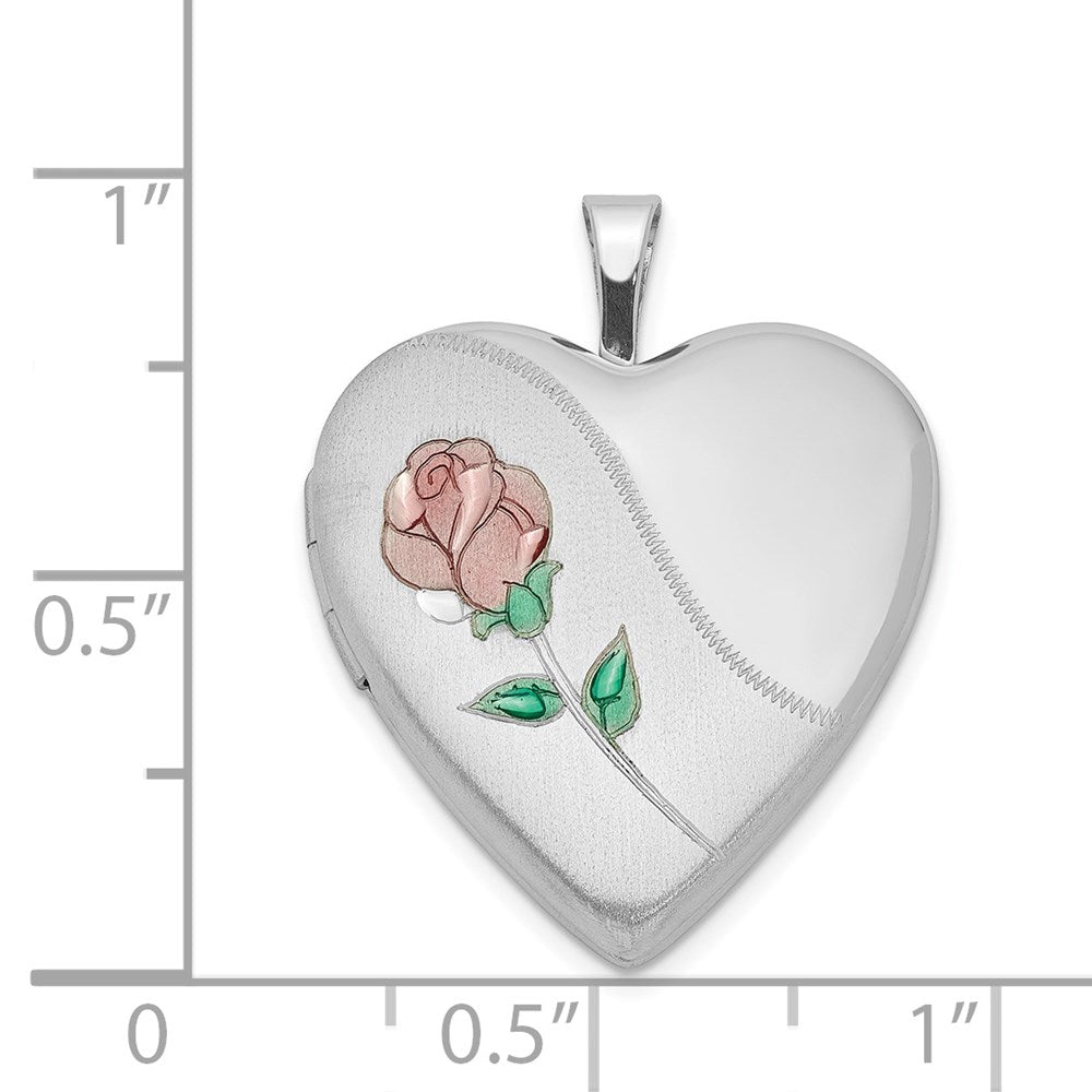 Alternate view of the Sterling Silver and Enameled Rose Heart Locket, 20mm by The Black Bow Jewelry Co.