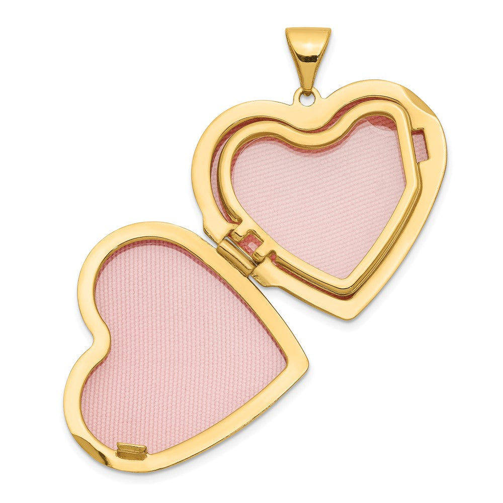 Alternate view of the 21mm Family Diamond Floral Heart Locket in 14k Yellow Gold by The Black Bow Jewelry Co.