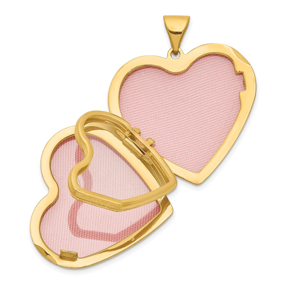 Alternate view of the 21mm Family Diamond Floral Heart Locket in 14k Yellow Gold by The Black Bow Jewelry Co.