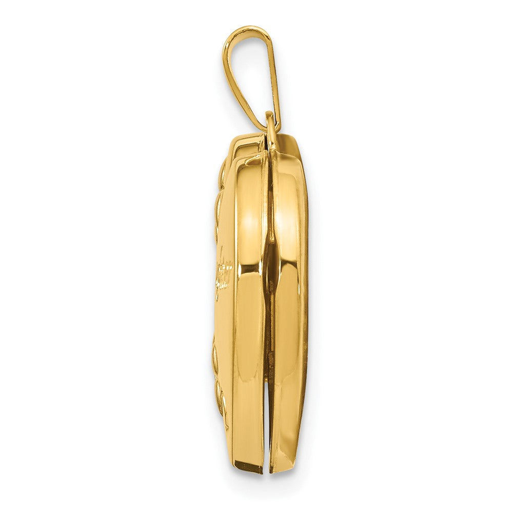 Alternate view of the 14k Yellow Gold & White Rhodium 18mm Daughter Heart Locket Pendant by The Black Bow Jewelry Co.