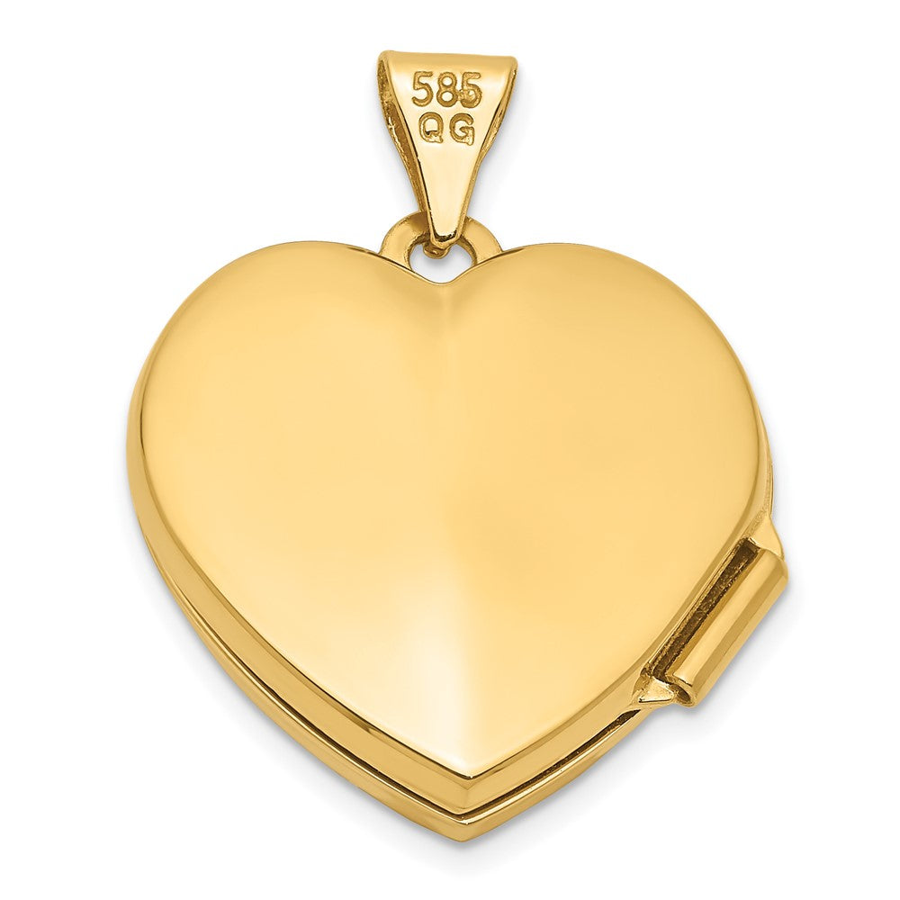 Alternate view of the 14k Yellow Gold & White Rhodium 18mm Daughter Heart Locket Pendant by The Black Bow Jewelry Co.