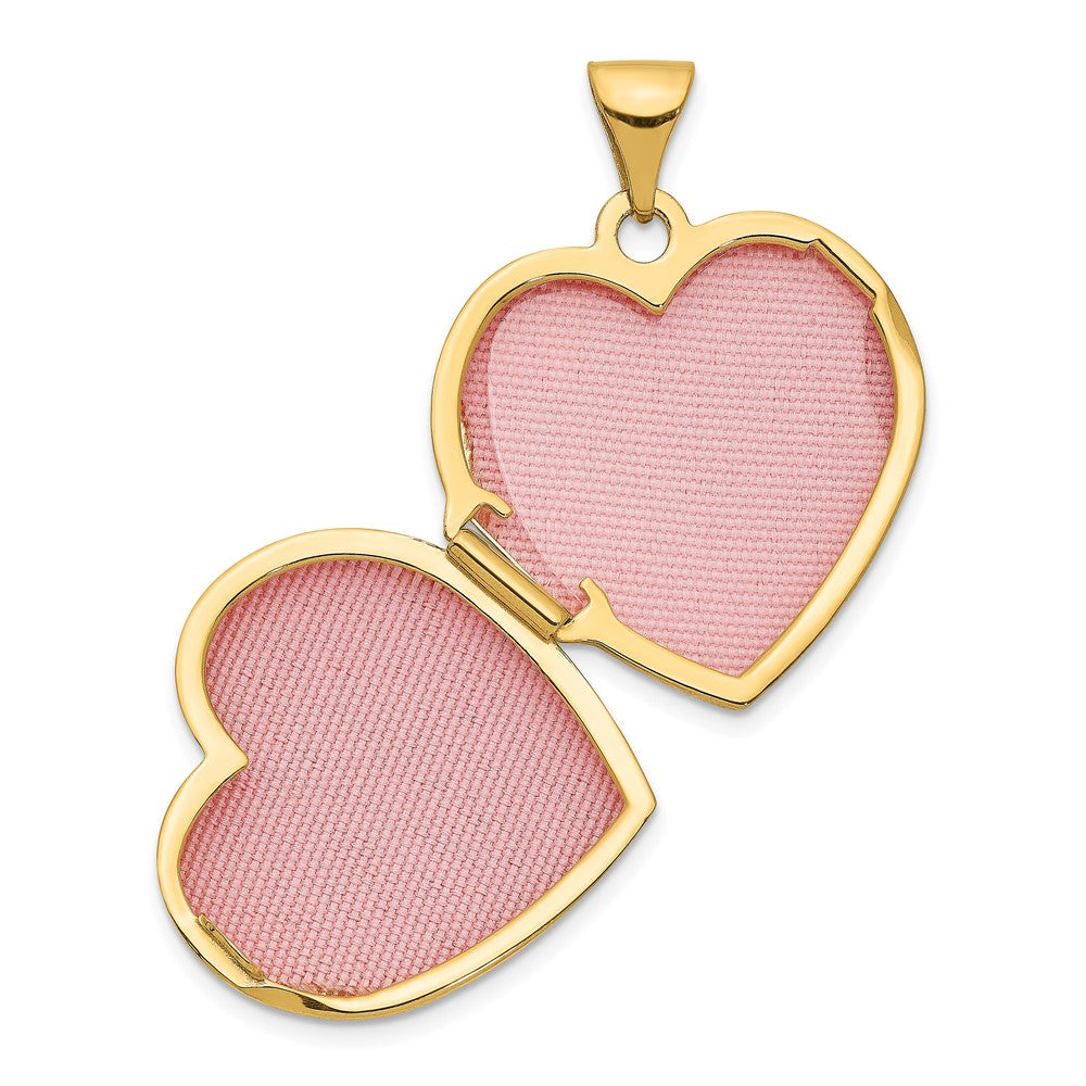 Alternate view of the 14k Yellow Gold & White Rhodium 18mm Daughter Heart Locket Pendant by The Black Bow Jewelry Co.