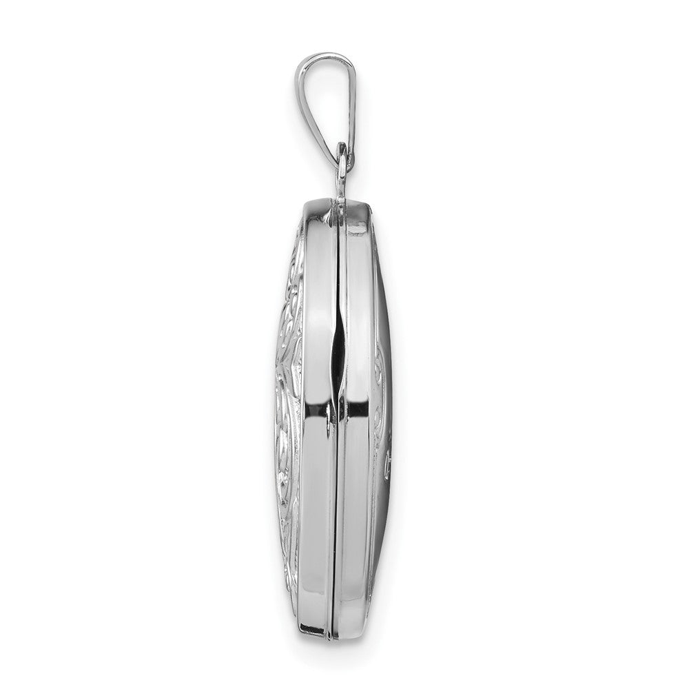 Alternate view of the 14k White Gold 21mm Love You Always Scroll Oval Locket by The Black Bow Jewelry Co.