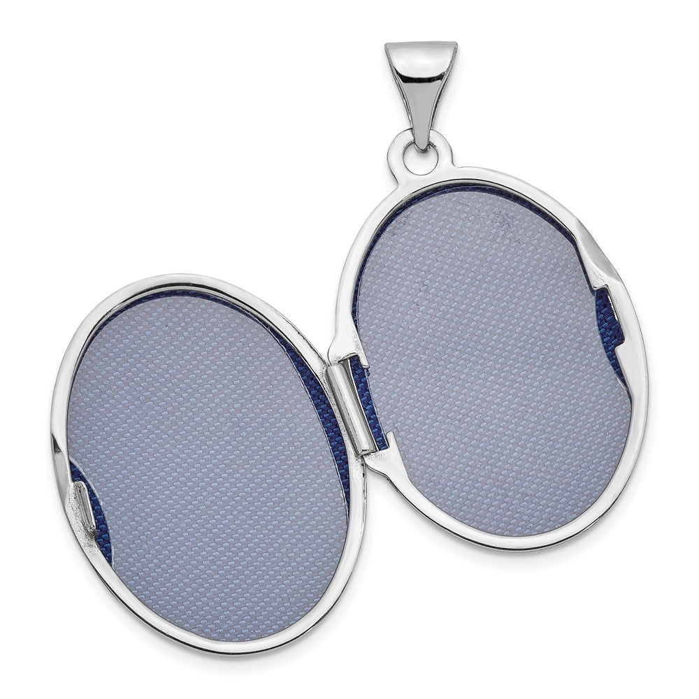 Alternate view of the 14k White Gold 21mm Love You Always Scroll Oval Locket by The Black Bow Jewelry Co.