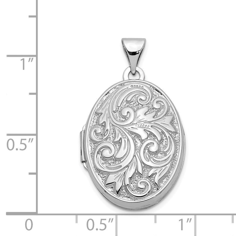 Alternate view of the 14k White Gold 21mm Love You Always Scroll Oval Locket by The Black Bow Jewelry Co.