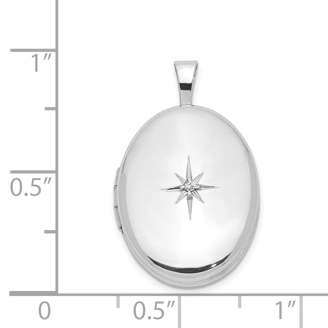 Alternate view of the 19mm Diamond Oval Locket in Rhodium Plated Sterling Silver by The Black Bow Jewelry Co.