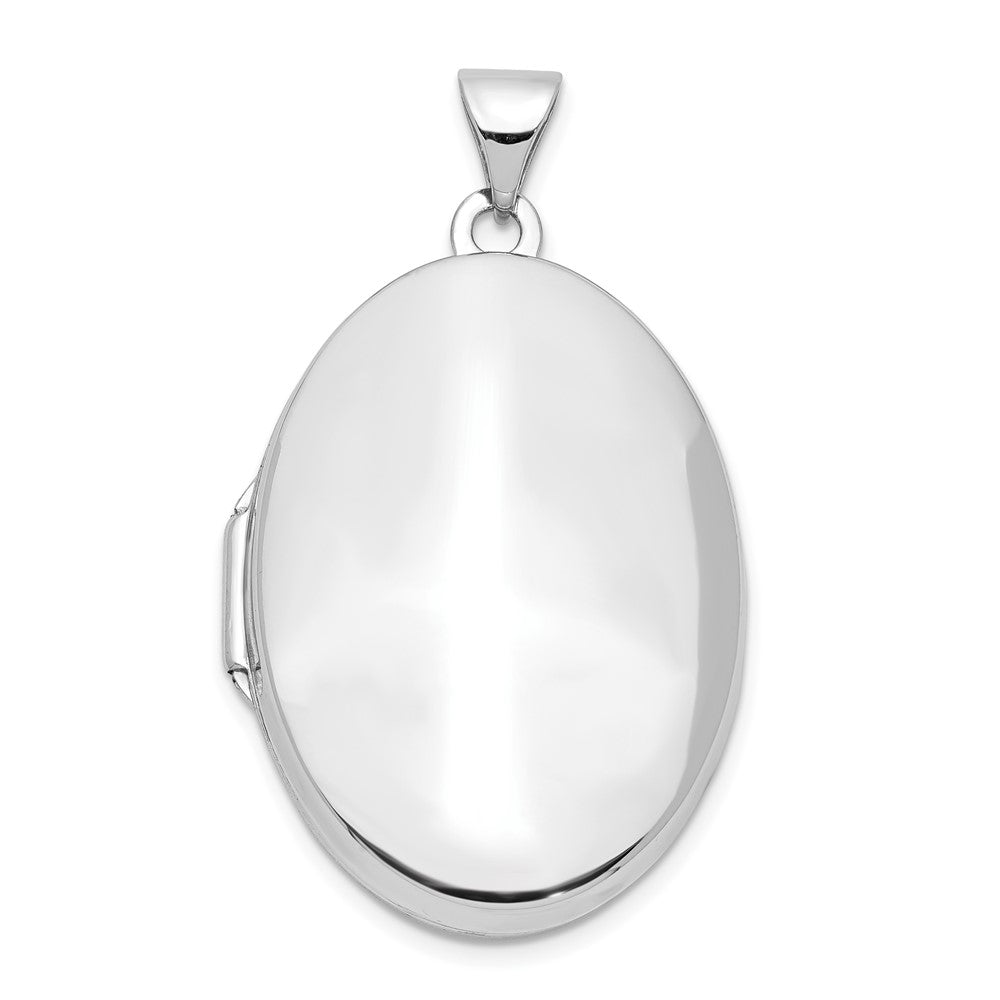 14k White Gold Polished Domed Locket, 26mm, Item P12229 by The Black Bow Jewelry Co.