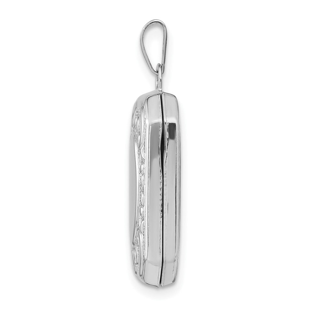 Alternate view of the 14k White Gold 20mm Scrolled Border Octagonal Locket by The Black Bow Jewelry Co.