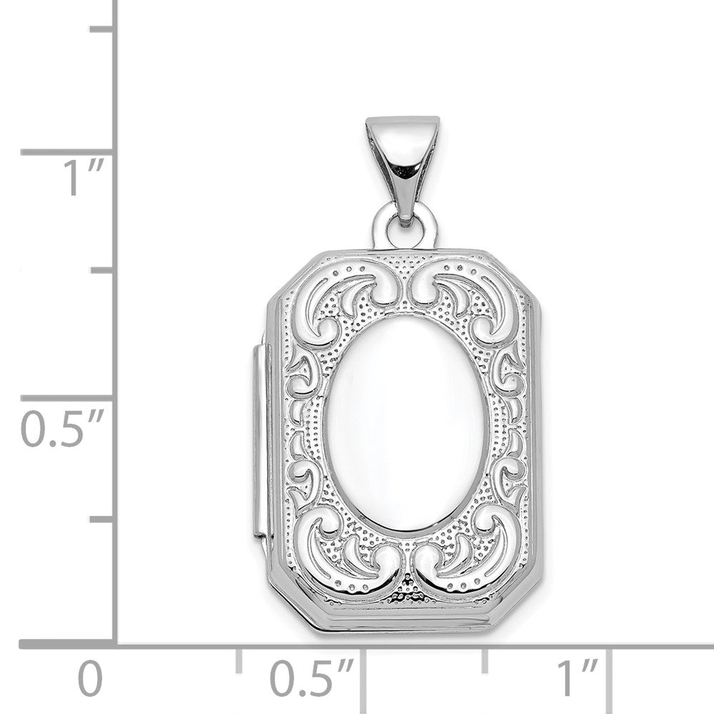 Alternate view of the 14k White Gold 20mm Scrolled Border Octagonal Locket by The Black Bow Jewelry Co.