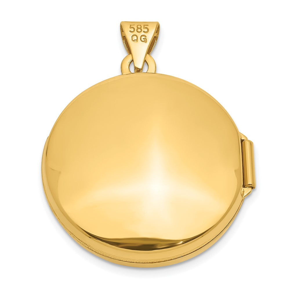 Alternate view of the 14k Yellow Gold 20mm Round Polished Domed Locket by The Black Bow Jewelry Co.