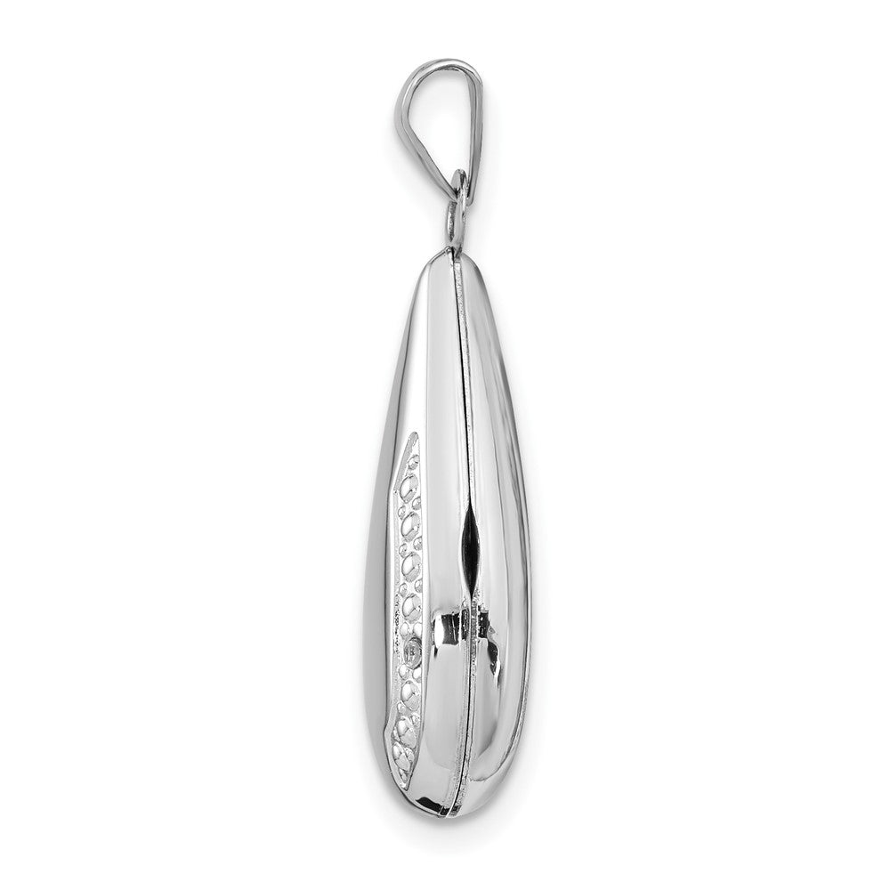 Alternate view of the 21mm Diamond Accent Teardrop Locket in 14k White Gold by The Black Bow Jewelry Co.