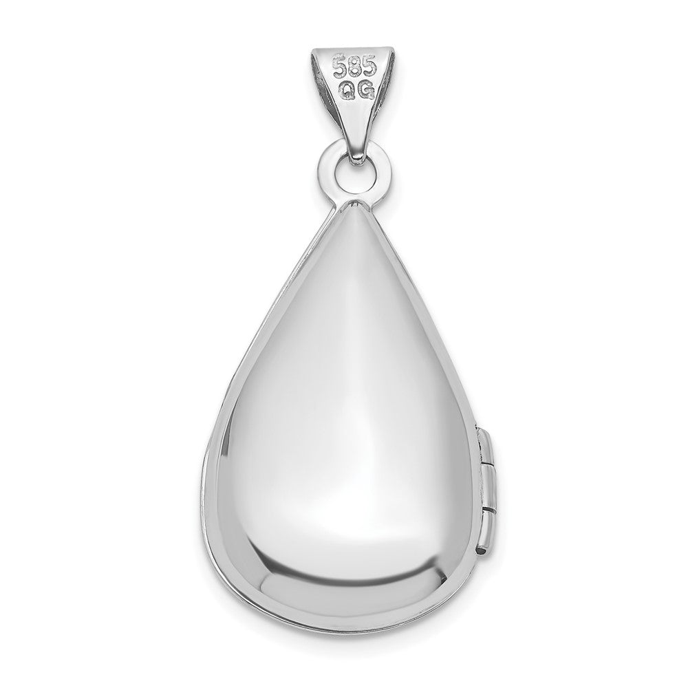 Alternate view of the 21mm Diamond Accent Teardrop Locket in 14k White Gold by The Black Bow Jewelry Co.
