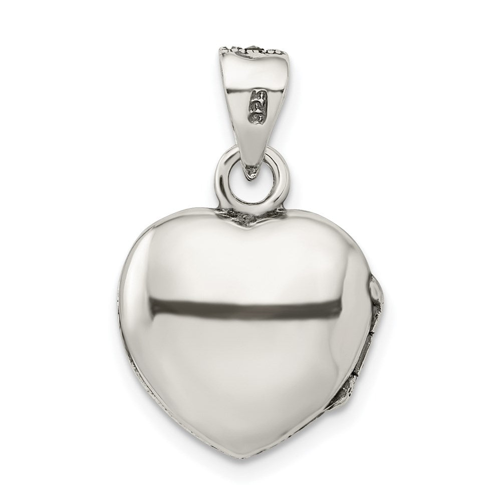 Alternate view of the Sterling Silver, Red Enamel and Marcasite Antiqued Heart Locket, 16mm by The Black Bow Jewelry Co.