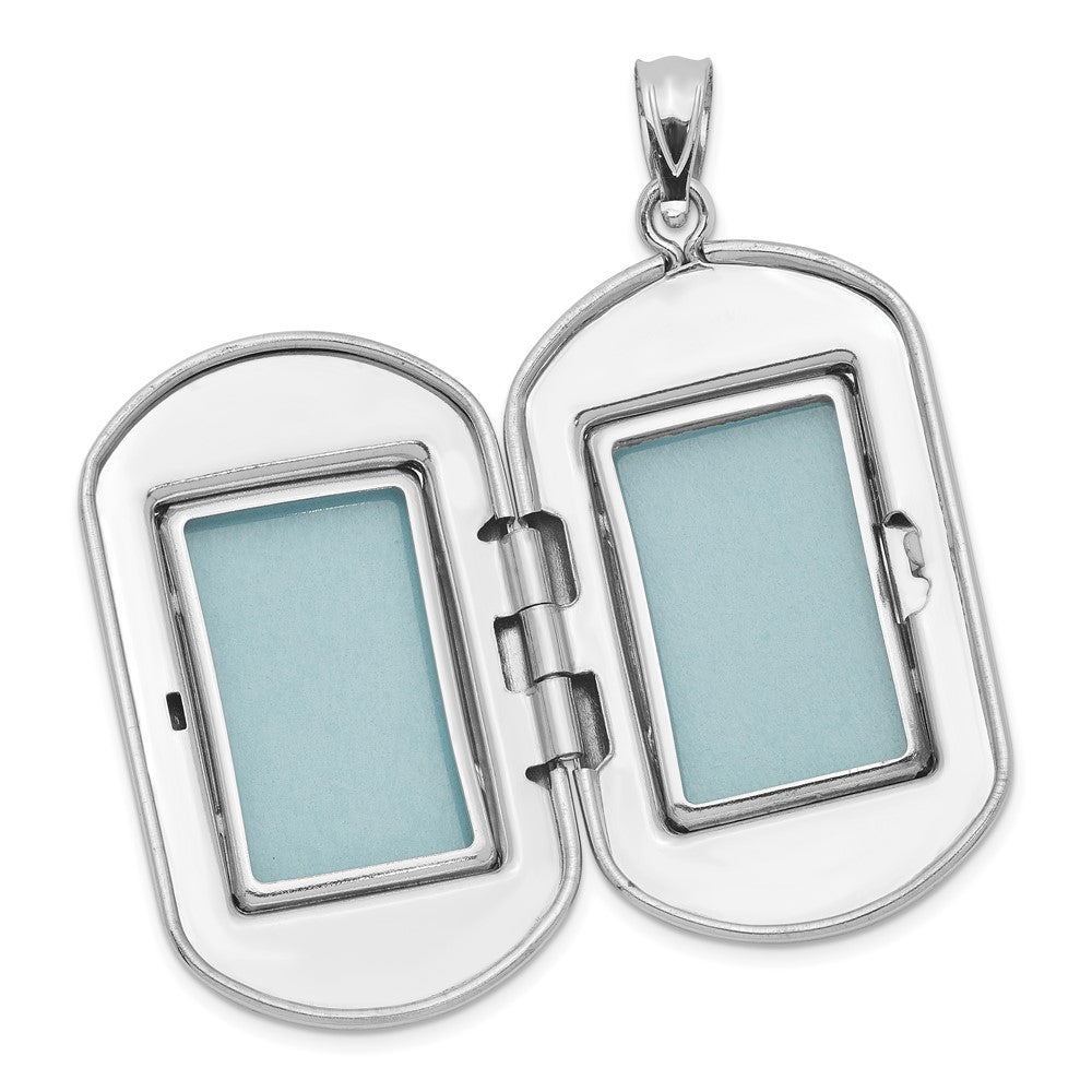 Alternate view of the Sterling Silver 30mm Side Cross Rectangular Locket by The Black Bow Jewelry Co.
