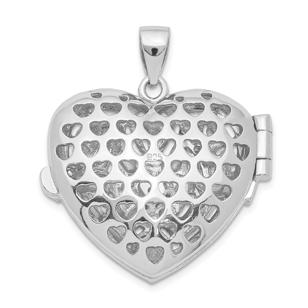 Alternate view of the Sterling Silver and CZ Textured Design Heart Locket, 22mm by The Black Bow Jewelry Co.