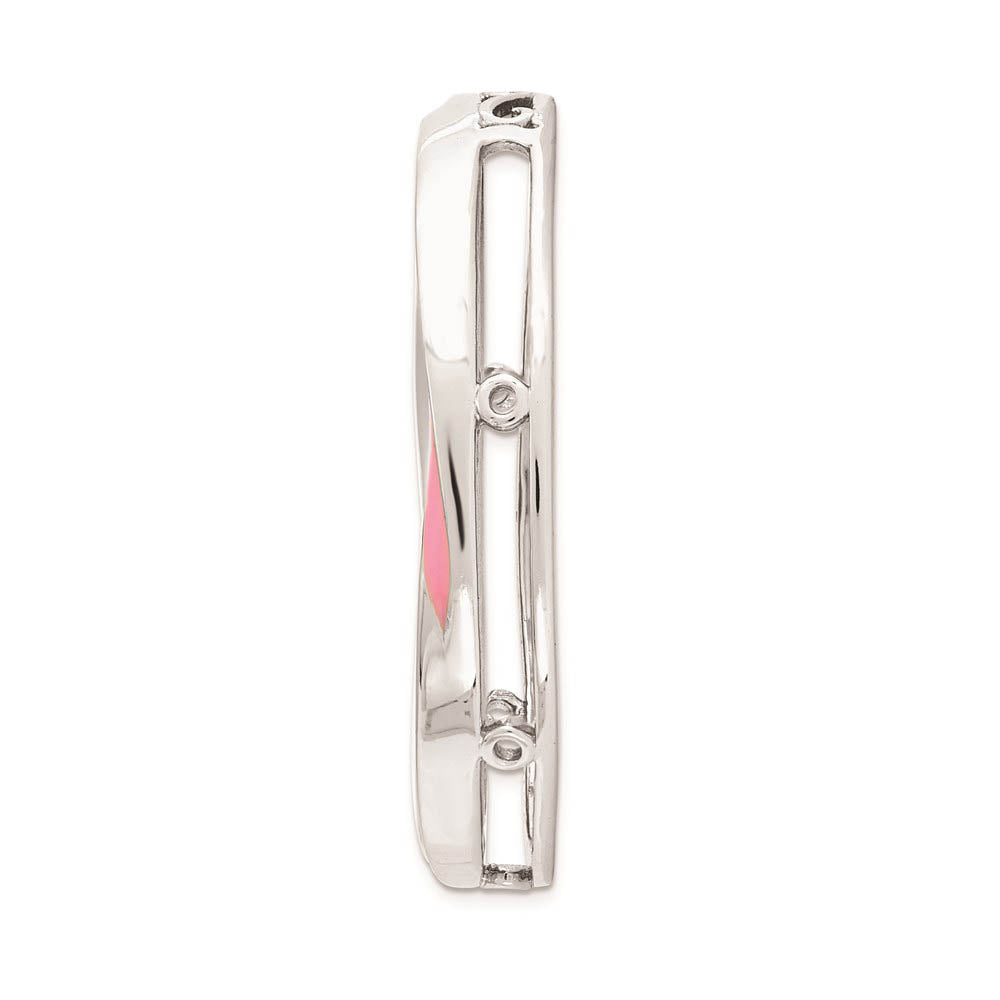 Alternate view of the Sterling Silver Pink Enamel Stackable Expressions Large Slide, 29mm by The Black Bow Jewelry Co.
