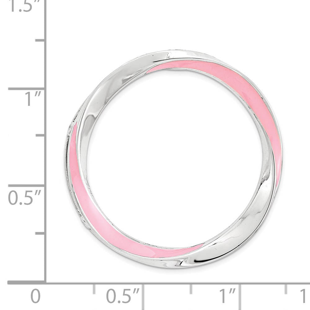 Alternate view of the Sterling Silver Pink Enamel Stackable Expressions Large Slide, 29mm by The Black Bow Jewelry Co.