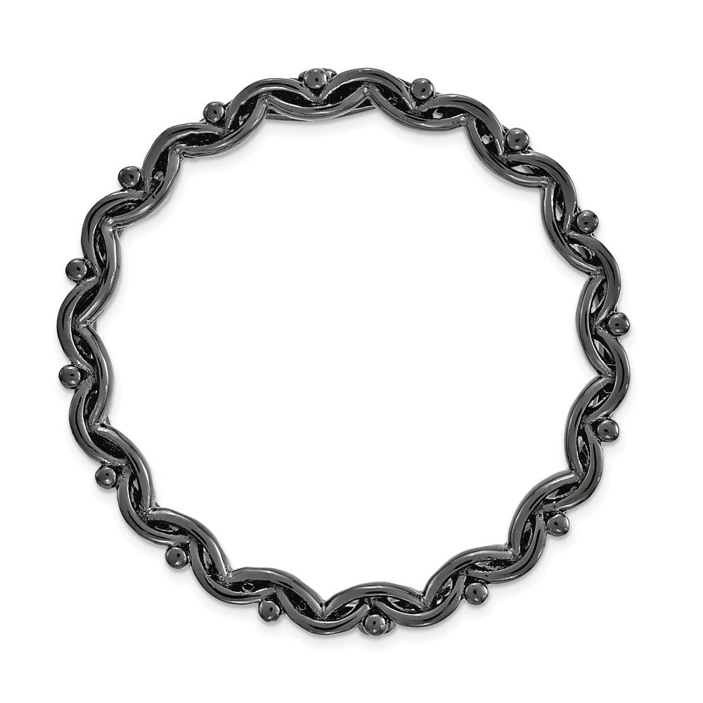 Black Plate Sterling Silver Stackable Large Scalloped Slide, 29mm, Item P12355 by The Black Bow Jewelry Co.