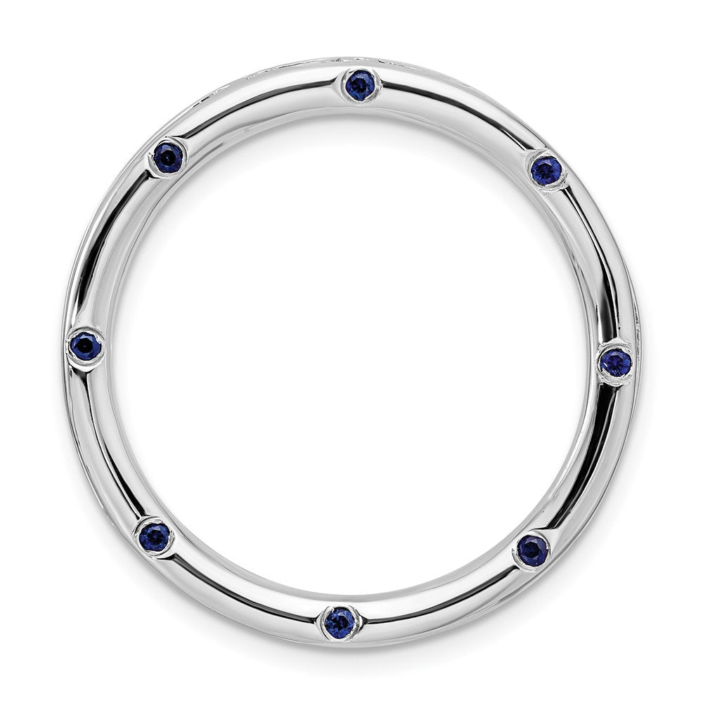 Sterling Silver & Created Blue Sapphire Stackable Large Slide, 29mm, Item P12368 by The Black Bow Jewelry Co.