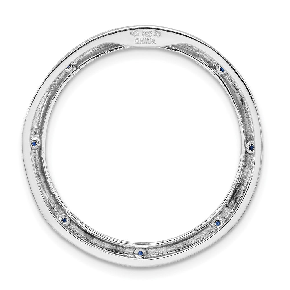 Alternate view of the Sterling Silver & Created Blue Sapphire Stackable Large Slide, 29mm by The Black Bow Jewelry Co.