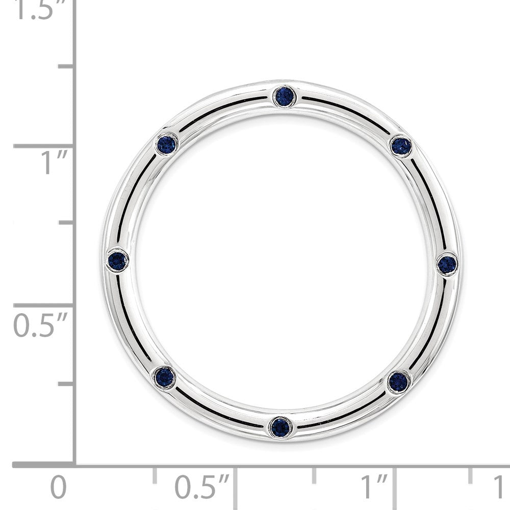 Alternate view of the Sterling Silver & Created Blue Sapphire Stackable Large Slide, 29mm by The Black Bow Jewelry Co.