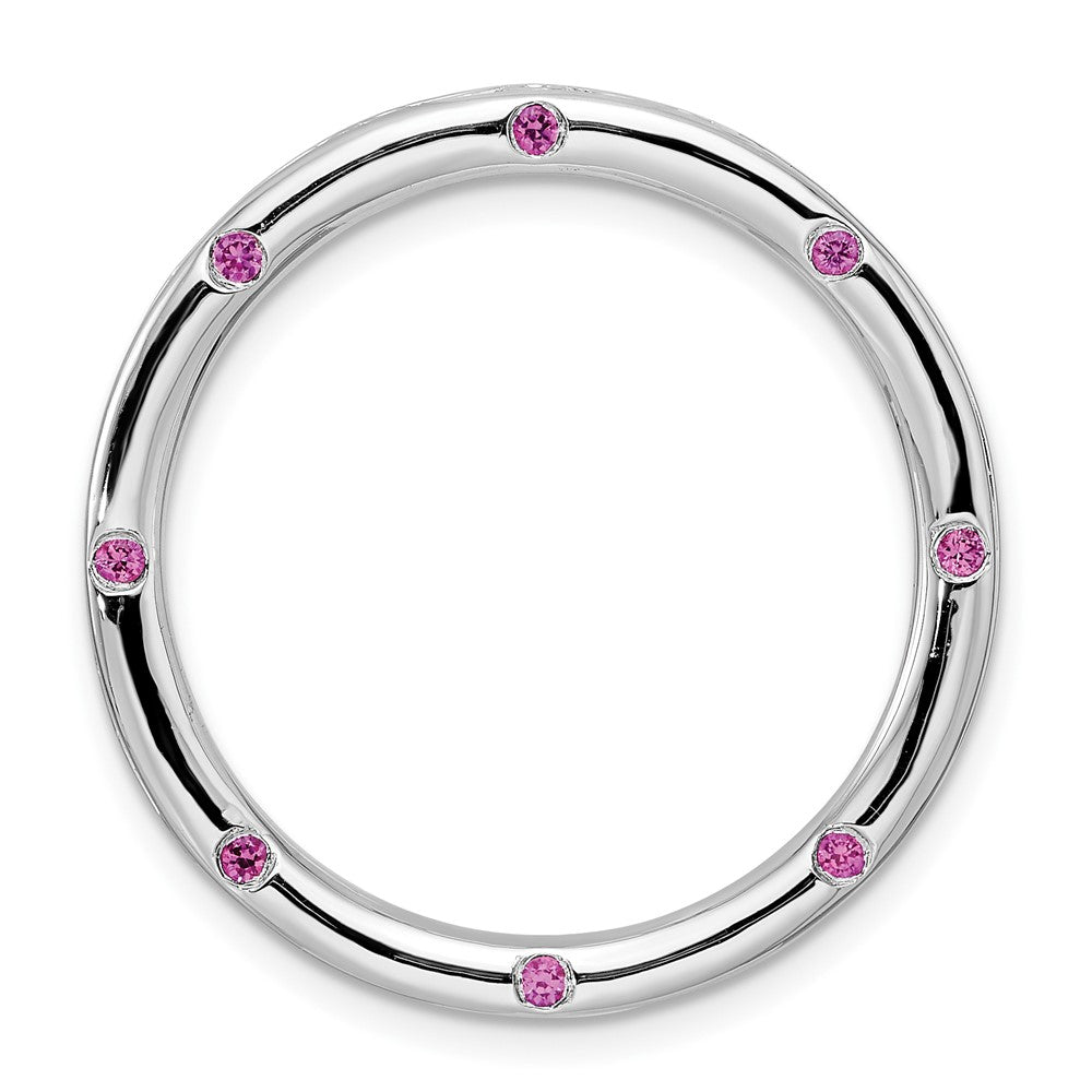 Sterling Silver& Created Pink Sapphire Stackable Large Slide, 29mm, Item P12369 by The Black Bow Jewelry Co.
