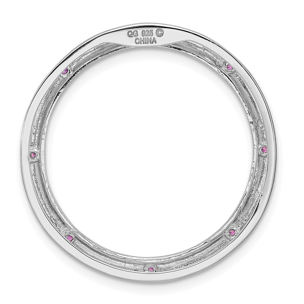 Alternate view of the Sterling Silver& Created Pink Sapphire Stackable Large Slide, 29mm by The Black Bow Jewelry Co.