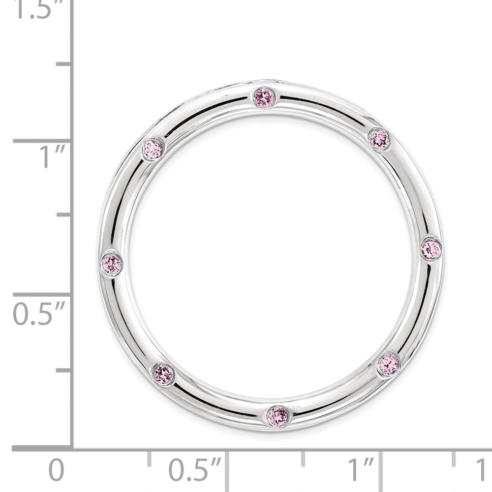 Alternate view of the Sterling Silver& Created Pink Sapphire Stackable Large Slide, 29mm by The Black Bow Jewelry Co.