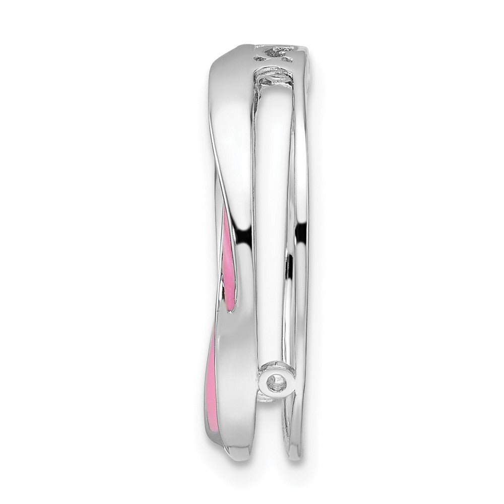Alternate view of the Sterling Silver & Pink Enamel Stackable Expressions Medium Slide, 20mm by The Black Bow Jewelry Co.