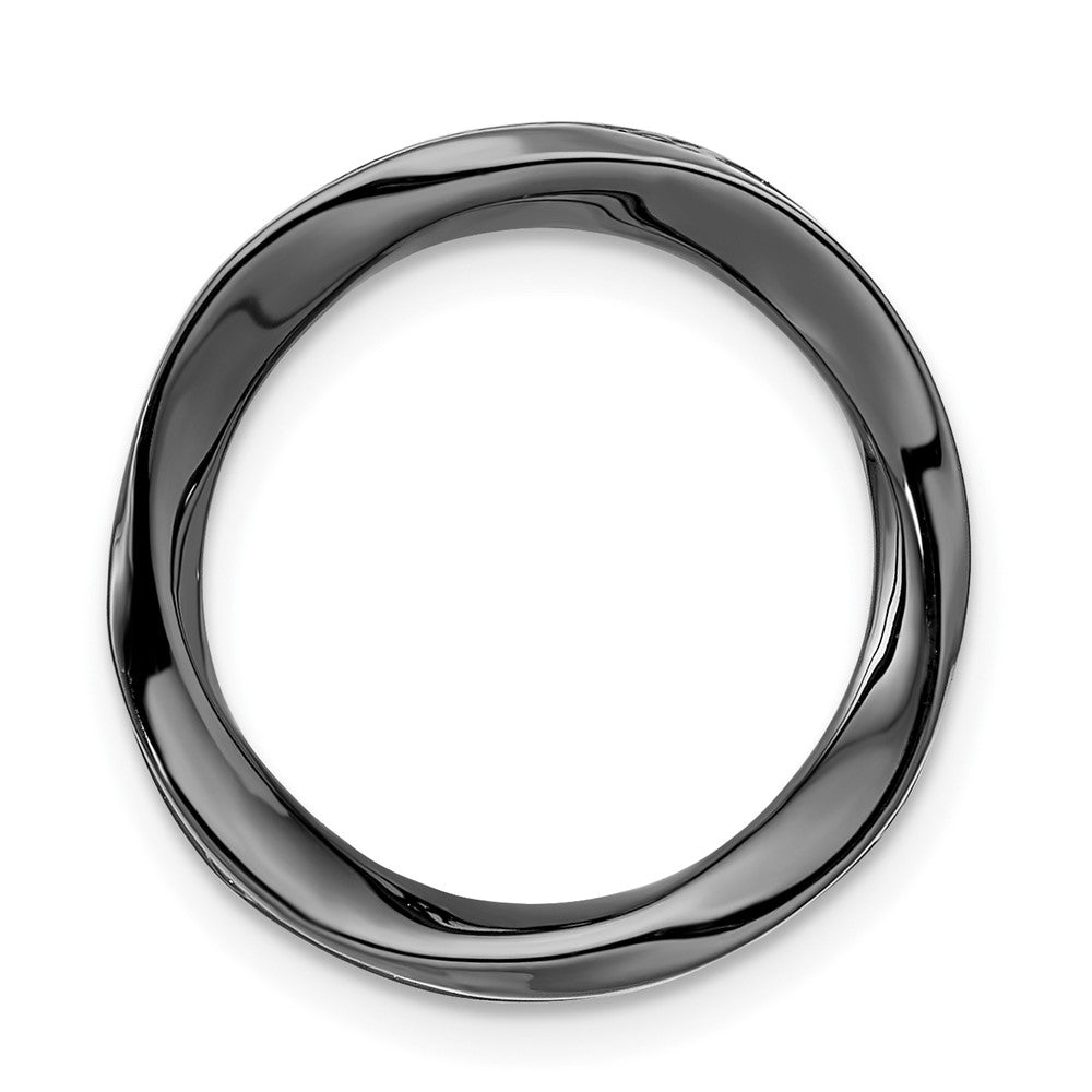Black Plated Sterling Silver Stackable Medium Twisted Slide, 20mm, Item P12404 by The Black Bow Jewelry Co.