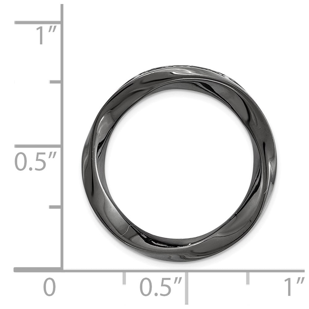 Alternate view of the Black Plated Sterling Silver Stackable Medium Twisted Slide, 20mm by The Black Bow Jewelry Co.