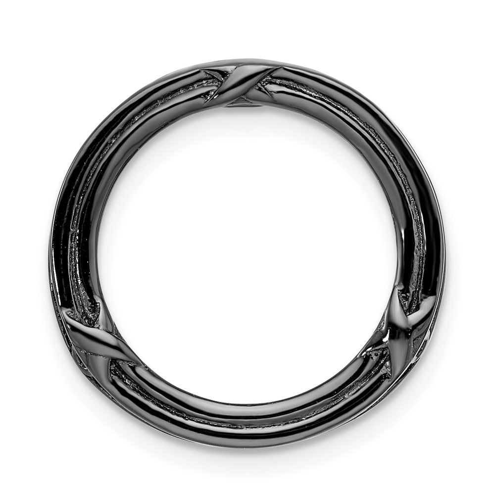 Black Plated Sterling Silver Stackable Med Grooved X Slide, 20mm, Item P12416 by The Black Bow Jewelry Co.