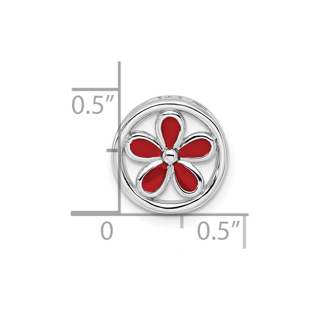 Alternate view of the Sterling Silver Enameled Stackable Small Red Flower Slide, 12mm by The Black Bow Jewelry Co.