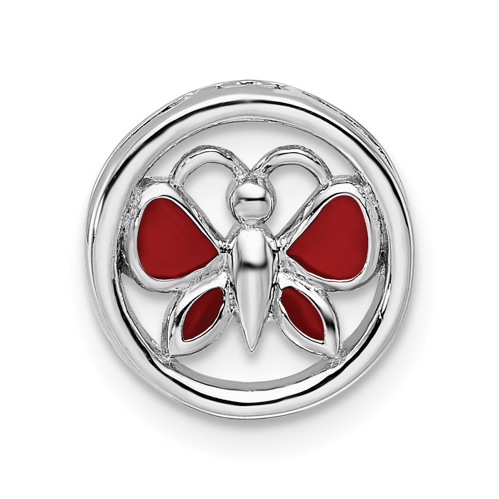 Sterling Silver Enameled Stackable Small Red Butterfly Slide, 12mm, Item P12423 by The Black Bow Jewelry Co.