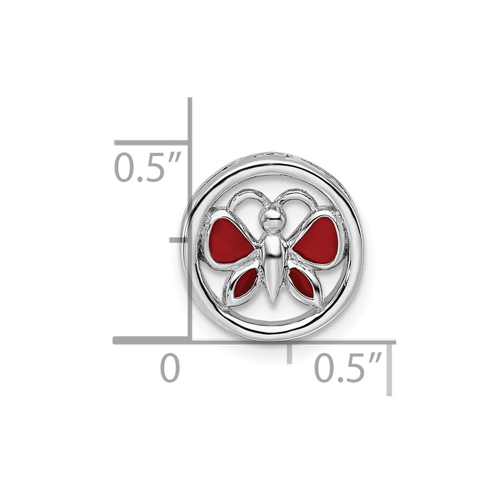 Alternate view of the Sterling Silver Enameled Stackable Small Red Butterfly Slide, 12mm by The Black Bow Jewelry Co.