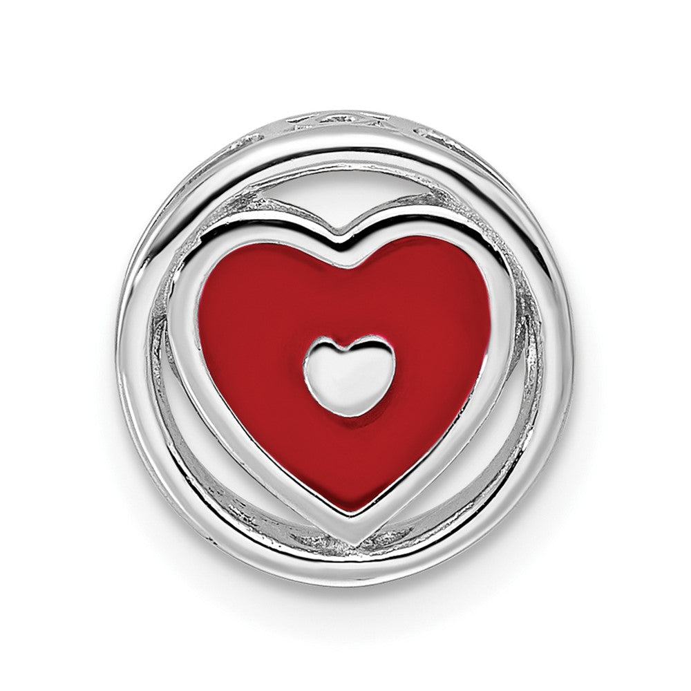 Sterling Silver Enameled Stackable Small Red Heart Slide, 12mm, Item P12424 by The Black Bow Jewelry Co.