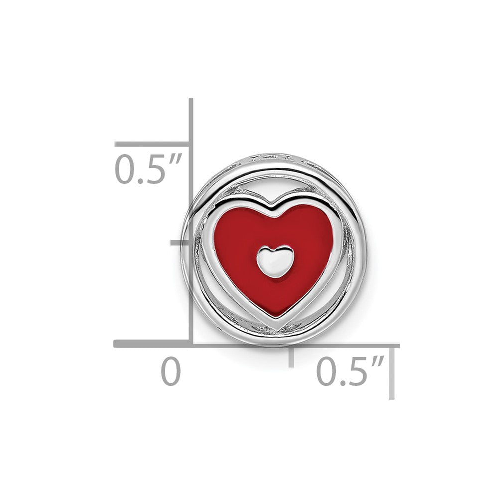 Alternate view of the Sterling Silver Enameled Stackable Small Red Heart Slide, 12mm by The Black Bow Jewelry Co.