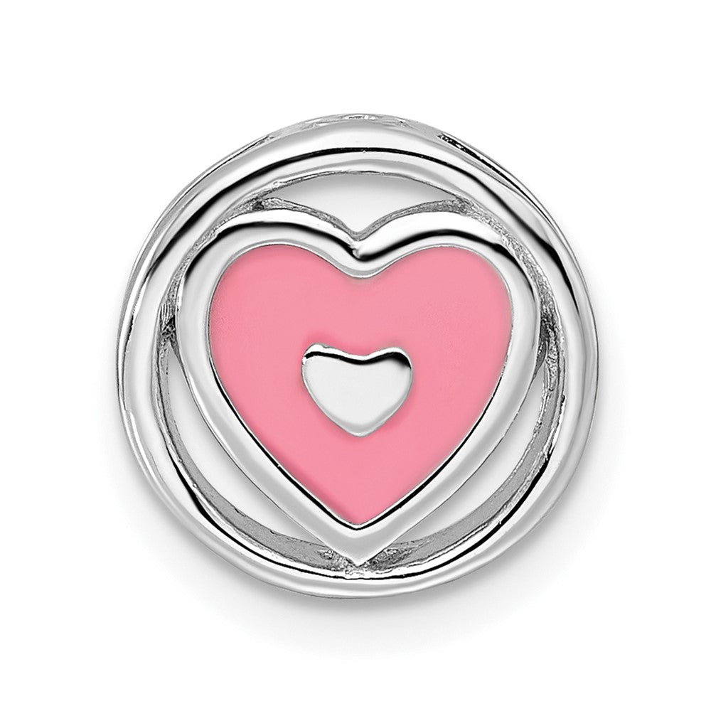 Sterling Silver Enameled Stackable Small Pink Heart Slide, 12mm, Item P12425 by The Black Bow Jewelry Co.