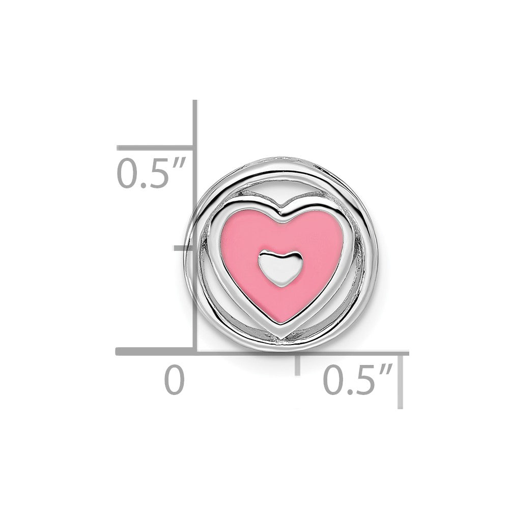 Alternate view of the Sterling Silver Enameled Stackable Small Pink Heart Slide, 12mm by The Black Bow Jewelry Co.