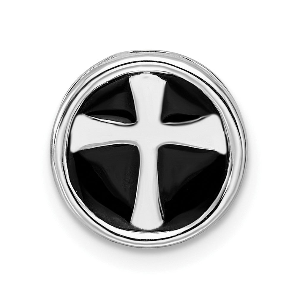 Sterling Silver Enameled Stackable Small Black Cross Slide, 12mm, Item P12426 by The Black Bow Jewelry Co.