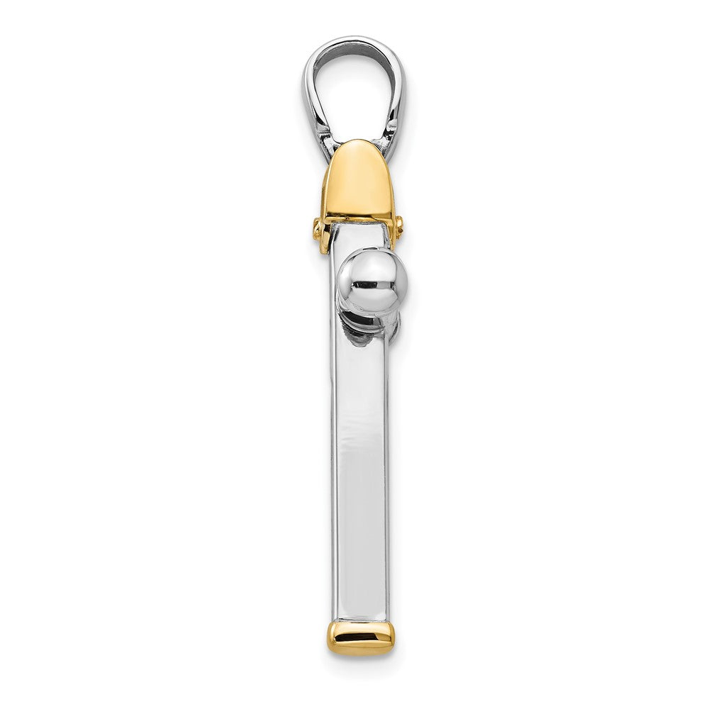 Alternate view of the 14k Two Tone Gold, Polished Tube Cross Pendant, 18 x 32mm by The Black Bow Jewelry Co.