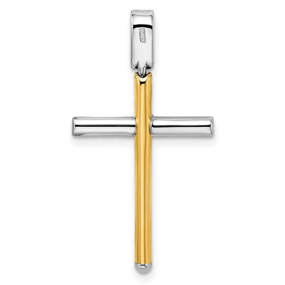 Alternate view of the 14k Two Tone Gold, Polished Hollow Cross Pendant, 18 x 32mm by The Black Bow Jewelry Co.